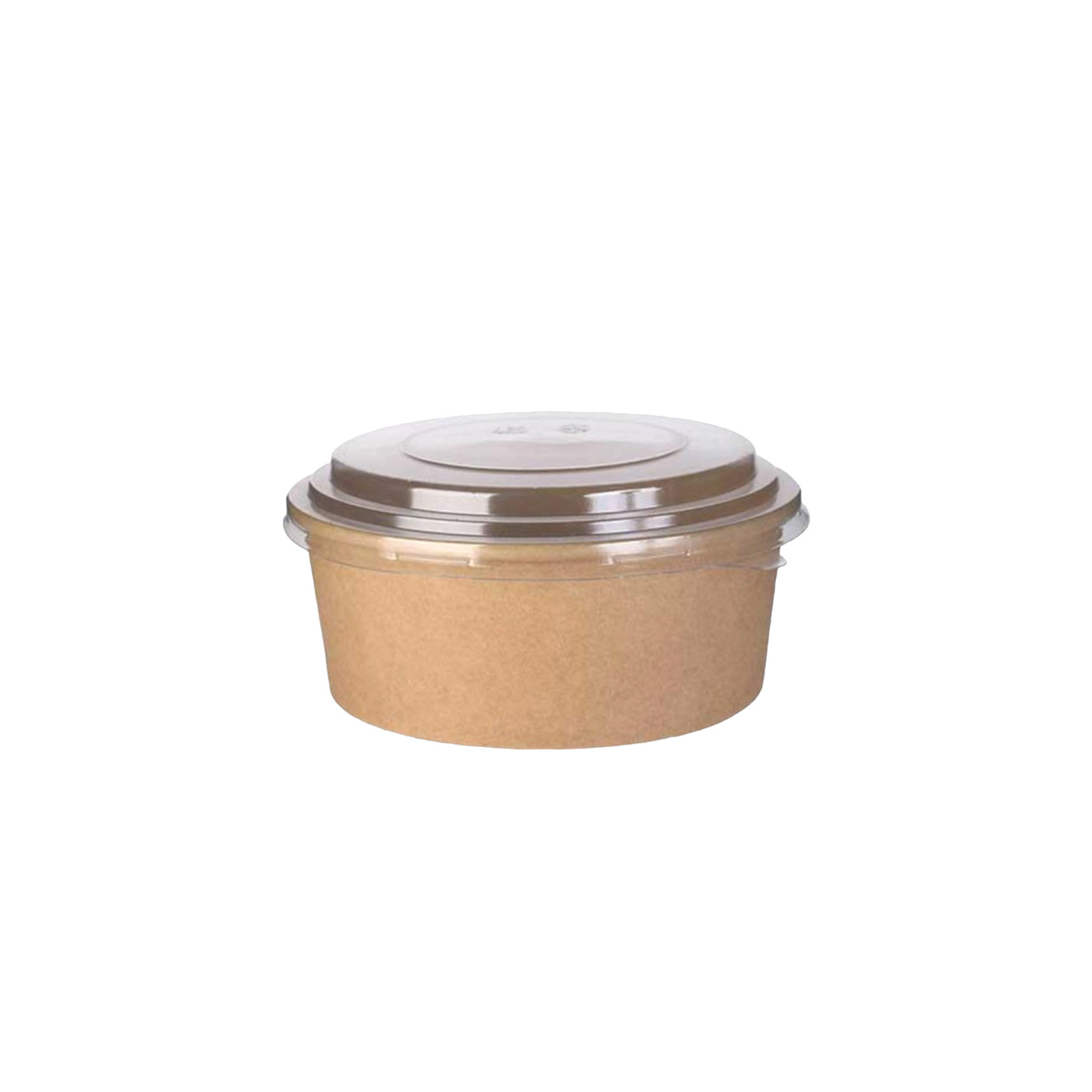 Pot salade en carton kraft brun 1500 ml + couvercle RPET